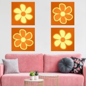 Fun Funky 60s 70s Retro Flower Muurkunst Sets (Woonkamer)