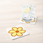 Fun Funky 60s 70s Retro Flower Vierkante Kartonnen Onderzetter (Insitu)