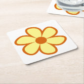 Fun Funky 60s 70s Retro Flower Vierkante Kartonnen Onderzetter (Schuin)