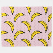 Fun Funky Big Banana Pink Polka Dot Print Fleece Deken (Voorkant (Horizontaal))