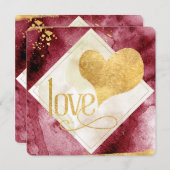 Fun, Funky Modern Gold Heart Valentijns Feestdagenkaart (Voorkant / Achterkant)