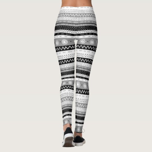 Fun, Funky, Multi Patterned Black & White Leggings (Achterkant)