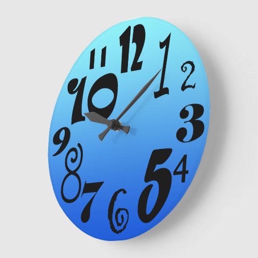 Fun funky Nummers — elektrisch blauwe gradiënt Grote Klok (Hoek)