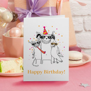 Fun Funny Party Pet Animals Schattige Happy Birthd Kaart