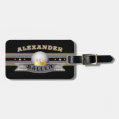 Fun Funny World Class Baller op zwart Bagagelabel (Voorkant horizontaal)