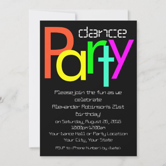 Fun futuriste 5x7 Dance Party Invitation (Devant)