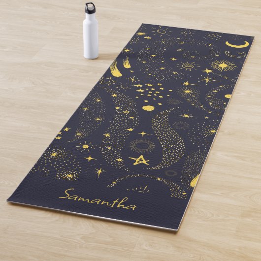 Fun Galaxy Pattern Black, speciaal gepersonaliseer Yogamat (In situ)