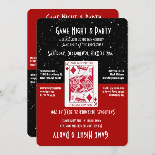 Fun Game Night Invitation Kaart (Voorkant / Achterkant)