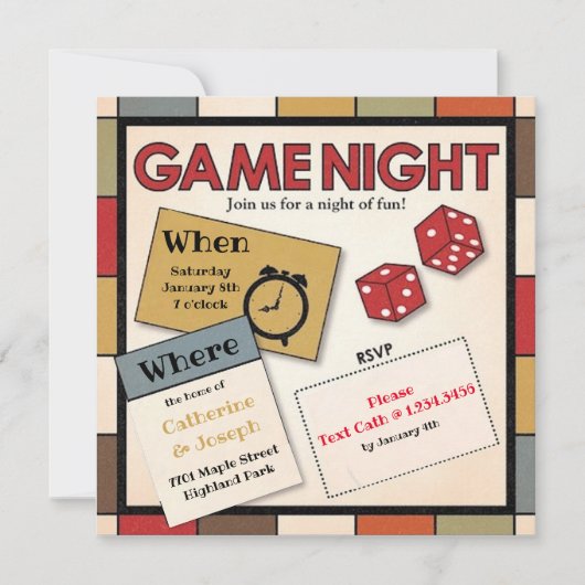 Fun Game Night Invitation Kaart (Voorkant)
