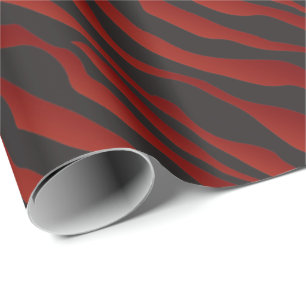 Fun Garnet Red Zebra gestript Cadeaupapier