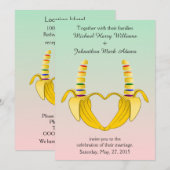 Fun Gay Banana Heart Faire-part de mariage (Devant / Derrière)