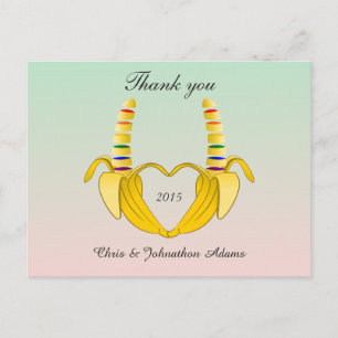 Fun Gay Banana Heart Wedding Hartelijk dank Briefkaart