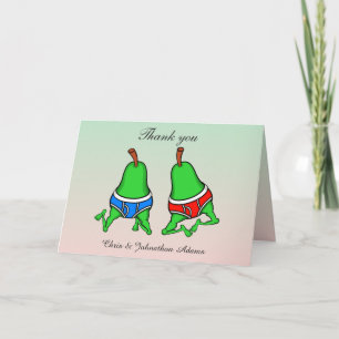 Fun Gay Pair of Pears Wedding Bedankkaart