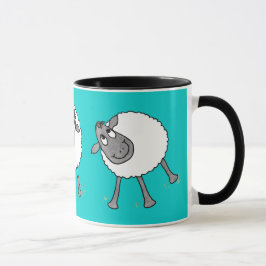 Fun Gekke Sheep Ringer Mok, Turquoise Mok