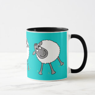 Fun Gekke Sheep Ringer Mok, Turquoise Mok