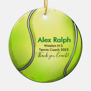 Fun, gepersonaliseerd Tennis Ball-vormig Keramisch Ornament