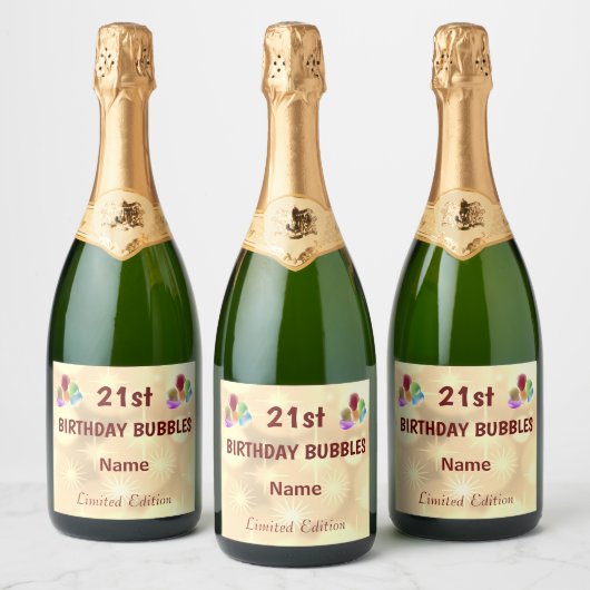 Fun gepersonaliseerde 21e verjaardag sparkling wijnetiket (Flessen)