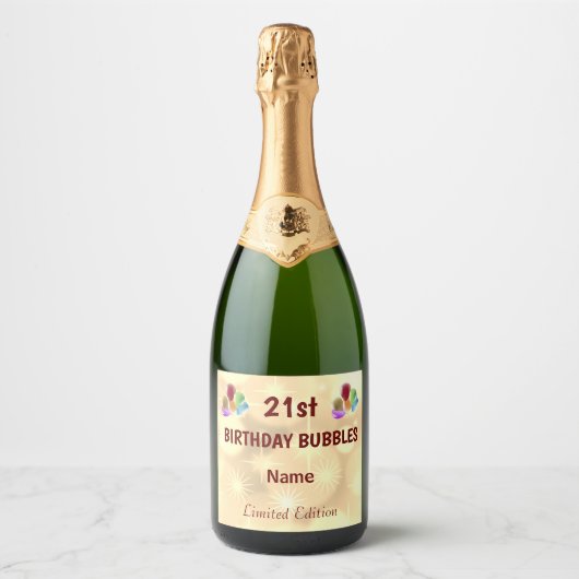 Fun gepersonaliseerde 21e verjaardag sparkling wijnetiket (Voorkant)