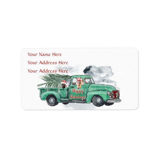 Fun German Shepherd in Truck Holiday Address Label (Voorkant)
