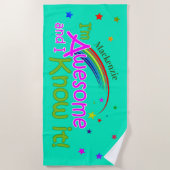 Fun Geweldige en ik ken het JOUW NAAM van AQUAMARI Strandlaken (Voorkant)