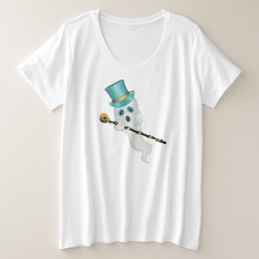 Fun Ghost Blue Eyes Blue Top Hat Avec Canne Fancy (Design devant)