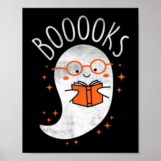 Fun Ghost Book Reading Halloween Cute Teacher Top Poster (Voorkant)