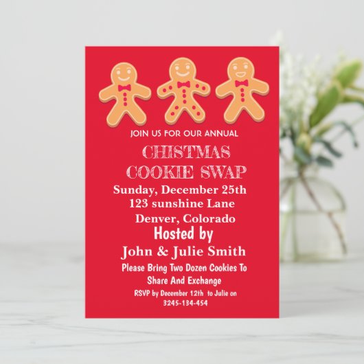 Fun Gingerbrood Cookie Swap-kerstfeest Kaart (Staand voorkant)