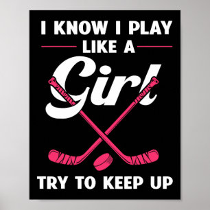 Fun Girls Hockey Design for Women Field Hockey No Poster