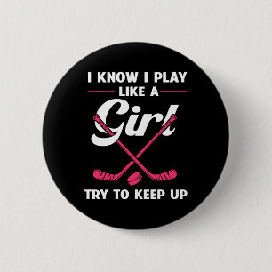 Fun Girls Hockey Design for Women Field Hockey No Ronde Button 5,7 Cm