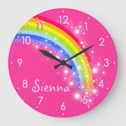 Fun girls kids rainette nom horloge rose (Recto)