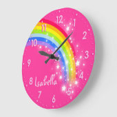 Fun girls kids rainette nom horloge rose (Angle)