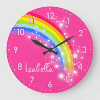 Fun girls kids rainette nom horloge rose