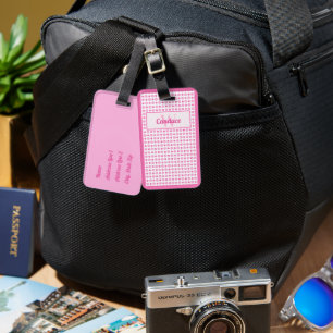 Fun, Girly, Light and Dark Pink Polka Dot Bagagelabel