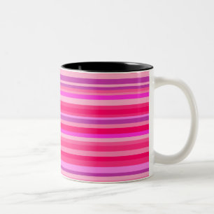 Fun, Girly Pink en Paarse Stripes Patroon Tweekleurige Koffiemok