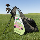 Fun Glam Golf Cart Best Grandma Persoonlijke naam Golfhanddoek (Groen)