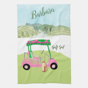 Fun Glam Golf Cart Schilderachtig gepersonaliseerd Theedoek