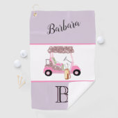 Fun Glitzy Golf Cart Monogram Naam Golfhanddoek (Insitu)