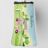 Fun Glitzy Golf Cart Monogram Name Putter Golfheadcover (Draai 90)
