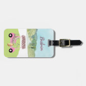 Fun Glitzy Scene Golf Player Cart Bagagelabel (Voorkant horizontaal)