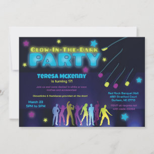 Fun Glow in the Dark Party Invitation Kaart