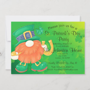 Fun Gnome St. Patrick's Day Party Invitation