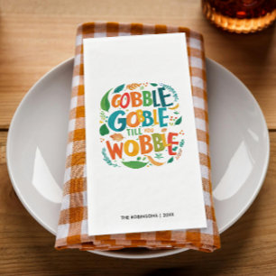 Fun Gobble Kleurrijke Thanksgiving Herfst Typograf Servet
