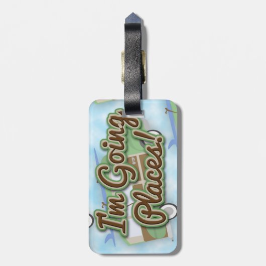 Fun Going Plaatst Cartoon Flashback Fun Bagagelabel (Achterkant verticaal)