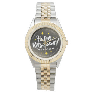 Fun Gold Glitter Stars Retirement New Adventures Horloge
