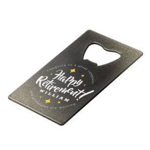 Fun Gold Glitter Stars Retirement New Adventures Kredietkaart Flessenopener