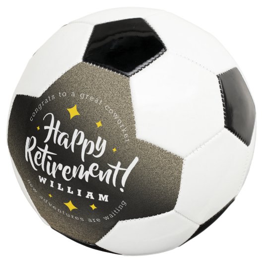 Fun Gold Glitter Stars Retirement New Adventures Voetbal (Drie kwart)