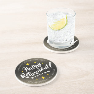 Fun Gold Glitter Stars Retirement New Adventures Zandsteen Onderzetter