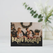 Fun Gold Happy Holidays Photo Carte Postale modern (Debout devant)