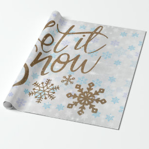 Fun Gold Sparkles laat het sneeuwen Cadeaupapier