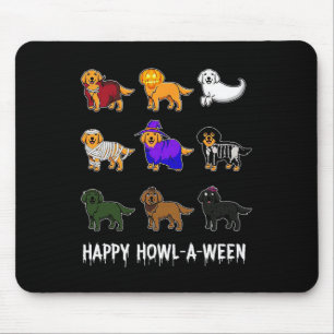 Fun Golden Retriever Dog Halloween Happy Howl-o-we Muismat